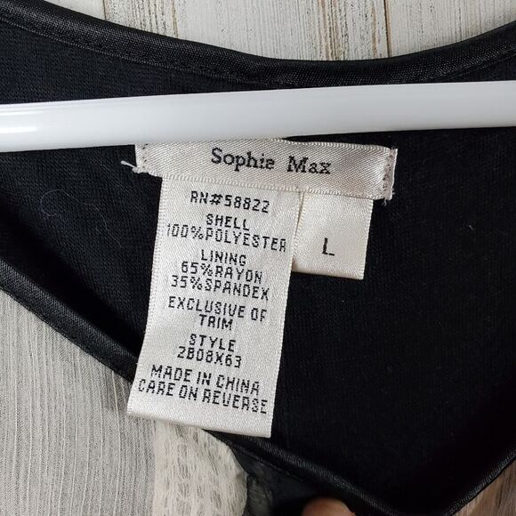 Sophie Max Sleeveless Shift Dress Black Size Large - Picture 3 of 10